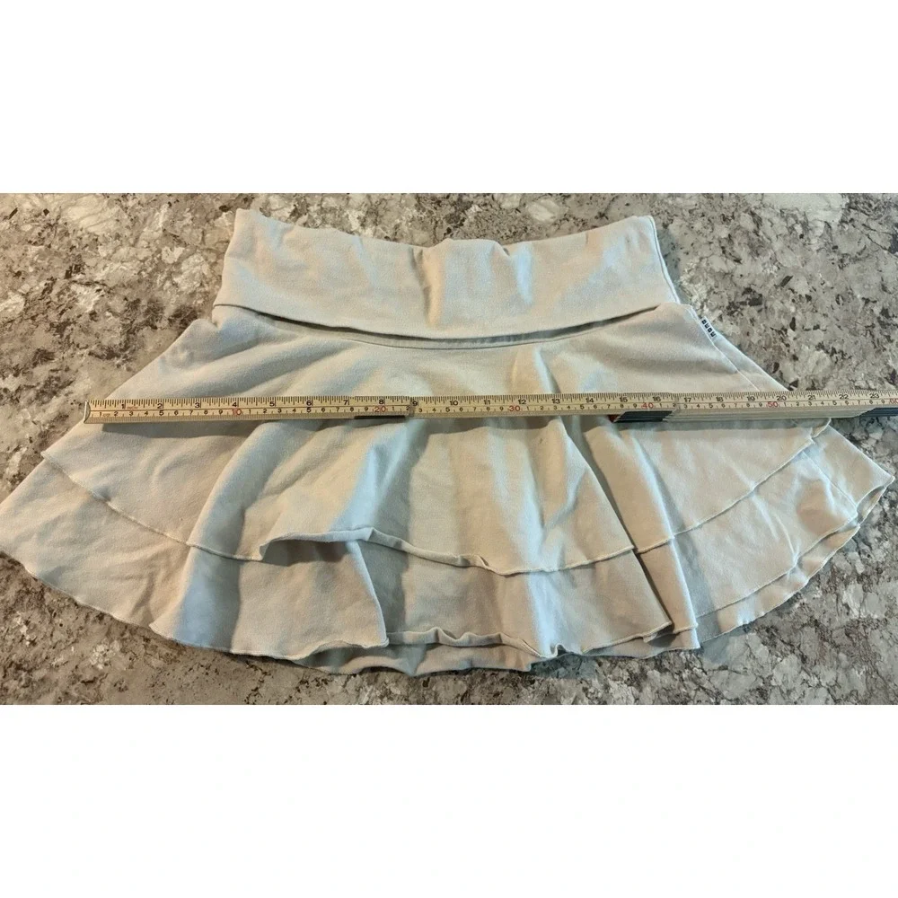 Vintage Y2K Bebe‎ Sport Nude Beige Foldover Logo Ruffle Mini Skirt Medium Rare
